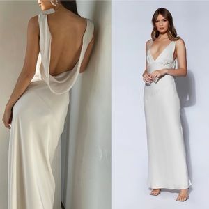 Meshki Nadia Cowl Back Gown NWT Silver Size Small